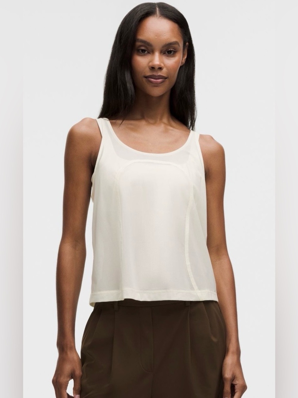 Lululemon Stretch Mesh Relaxed-Fit Tank Top in Light Ivory Size XL